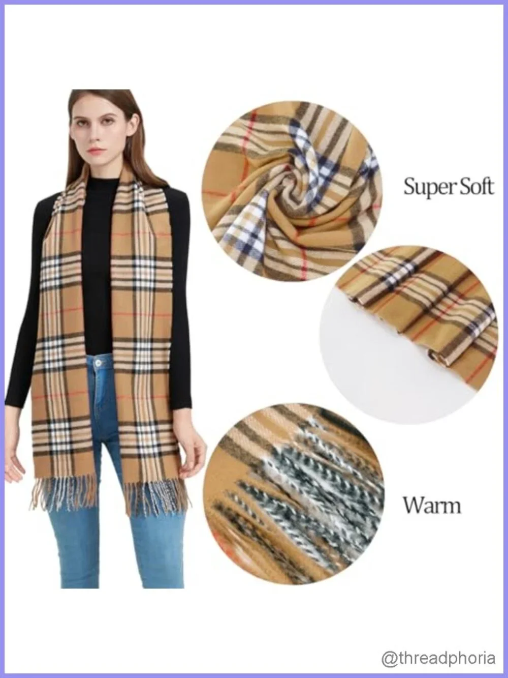 Classic Tartan Checkered Plaid Scarf for Men and Women, Soft Viscose Blend